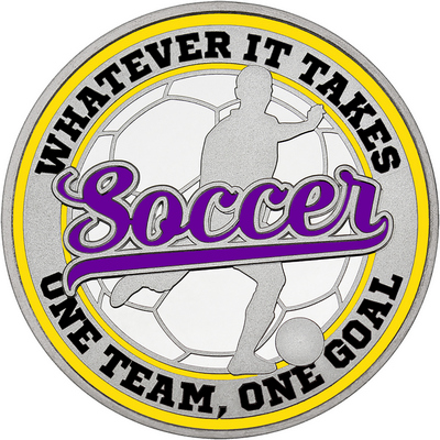 Purple "Soccer" with Yellow Outer Circular Borders